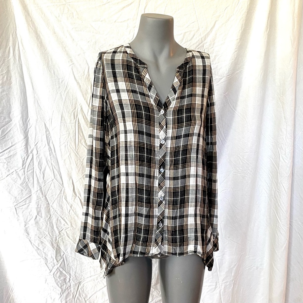 J.Jill Long Sleeve Plaid Button Down Top, Size XS, Loose Flowy Fit - Picture 4 of 10